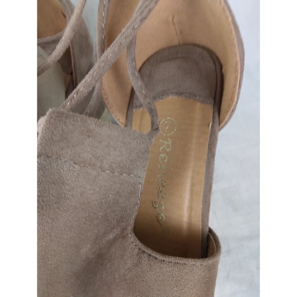 Reneeze Wedge Sandals Brown Gladiator Tie Open Toe Shoes Womens Size 7 - Picture 9 of 10